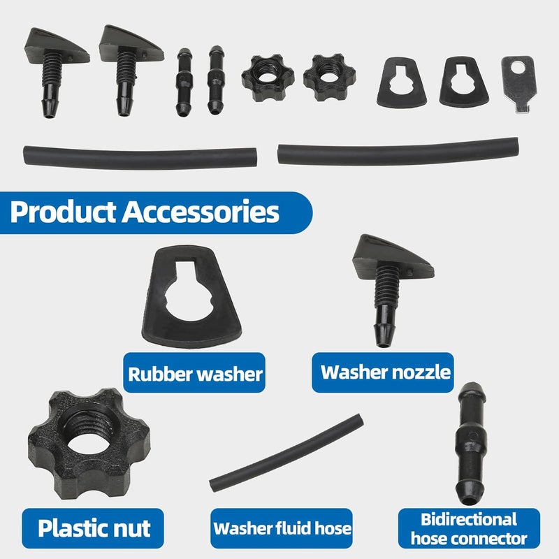MITZONE Universal Windshield Washer Nozzle Kit Replace 47137, The screw-on style nozzles (Universal Windshield Washer Nozzle) Globally popular universal design - Image 3