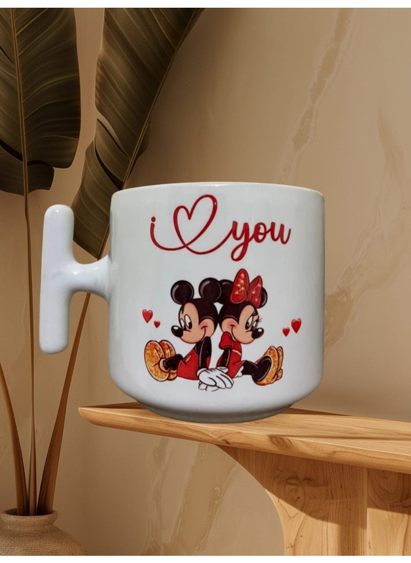 Game Fruy Micky Mouse Love Written Special Design T Mug (White T)  - Image 1