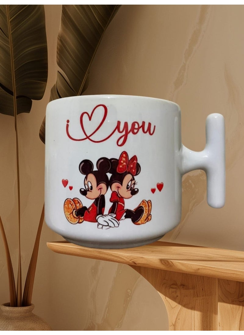 Game Fruy Micky Mouse Love Written Special Design T Mug (White T)  - Image 2