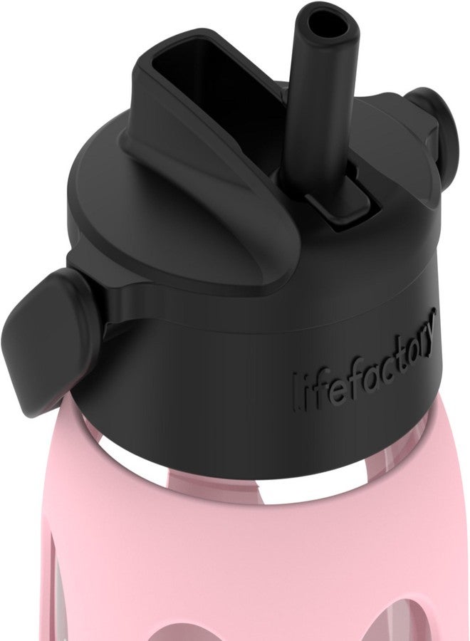 لايف فاكتوري زجاجة مياه زجاجية من لايف فاكتوري سعة 22 أونصة مع غطاء مزود بماصة دوارة وغطاء سيليكون واقٍ، لون وردة الصحراء - Image 3
