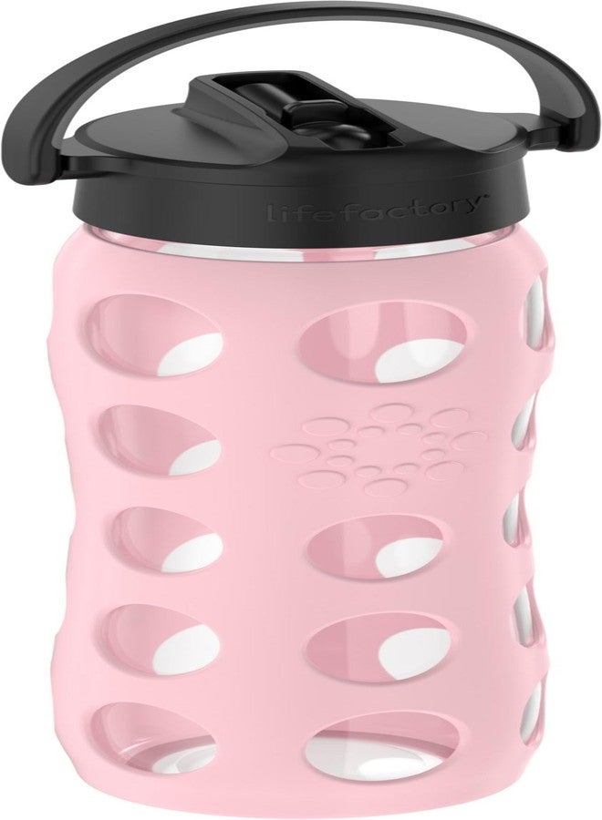 لايف فاكتوري زجاجة مياه زجاجية من لايف فاكتوري سعة 22 أونصة مع غطاء مزود بماصة دوارة وغطاء سيليكون واقٍ، لون وردة الصحراء - Image 2