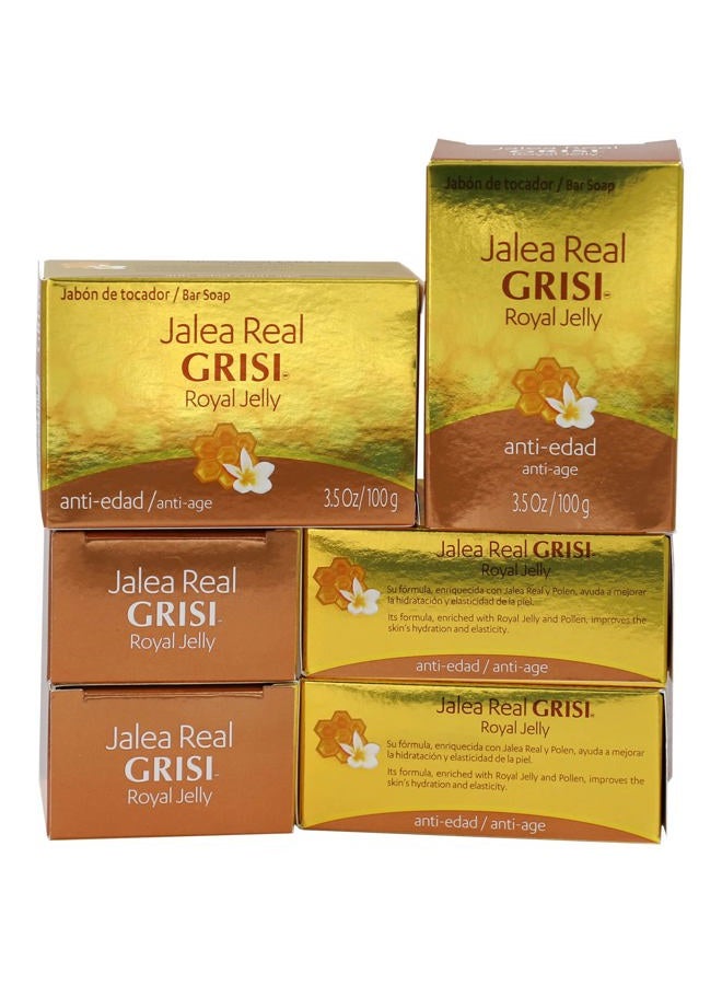Grisi Royal Jelly Anti-aging Soap, Cleansing, and Smoothing Soap Nourish your skin, Improves your skin Elasticity, Extra Hydration, 6-Pack of 3.5 Oz, Bar Soaps. - Image 1