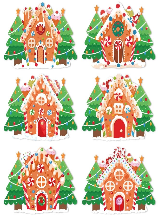 OBUSATT Christmas Placemats Set of 6 Gingerbread Man Plastic Table Mats Christmas Tree Candy Cake Xmas Cute Table Mats Gingerbread House Shaped Winter Decoration for Xmas Party Kitchen Dining - Image 1