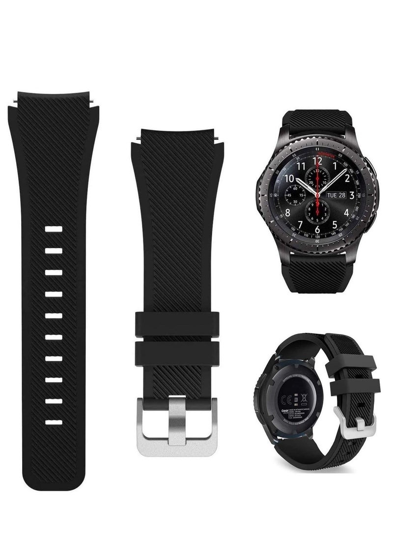 ELTRAZONE ELTRAZONE Strap for Huawei GT/Huawei GT 2 (46mm) Watch Band/Huawei Watch GT2 Pro Strap/Samsung Galaxy Watch 46mm / Galaxy Watch 3 45mm, 22mm Silicone Straps Watch Band (Black)