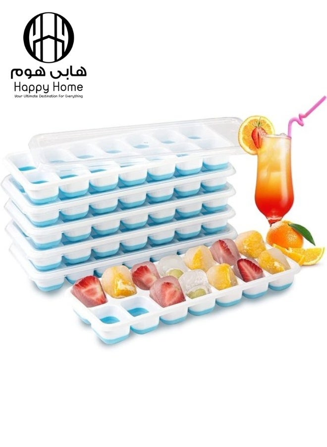 Happy Home 18 Ice Cube Tray with Removable Spill-Proof Lid, Freezer Ice Trays, Silicone Ice Cube Tray, Stackable Ice Trays with Lids (Multicolor) - Image 1