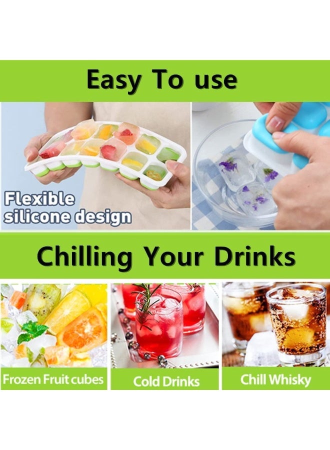 Happy Home 18 Ice Cube Tray with Removable Spill-Proof Lid, Freezer Ice Trays, Silicone Ice Cube Tray, Stackable Ice Trays with Lids (Multicolor) - Image 4