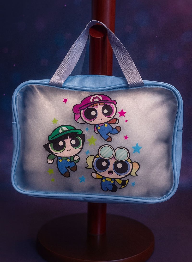 Powerpuff Girls Makeup Bag | Small & Practical Cosmetic Organizer | Cute Cartoon Design Pouch | Multi-Purpose Travel & School Essentials Bag