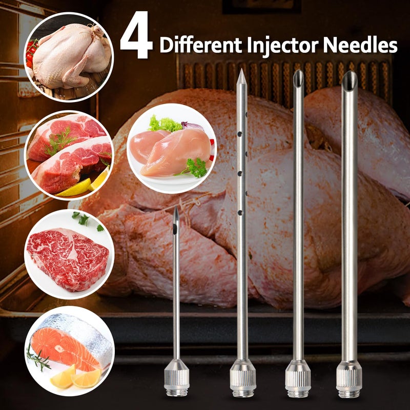 Ofargo BSQ MONSTER Meat Injector Syringe Kit with 4 Professional Marinade Injector Needles for BBQ Grill Smoker, Turkey and Brisket; 2-oz Large Capacity, Including Paper User Manual, Recipe E-Book (PDF) - Image 4