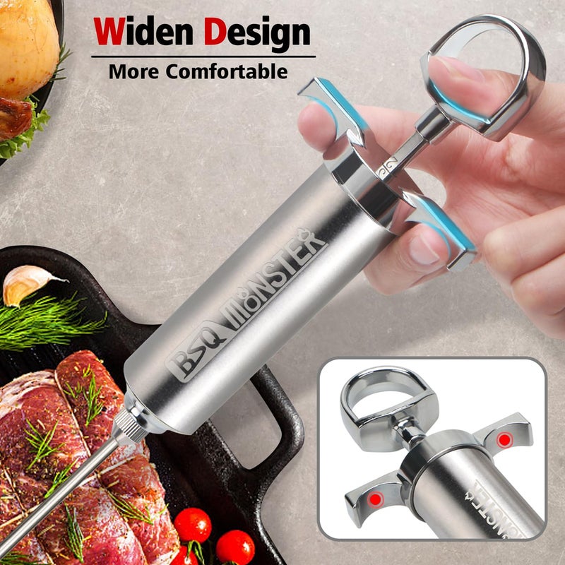 Ofargo BSQ MONSTER Meat Injector Syringe Kit with 4 Professional Marinade Injector Needles for BBQ Grill Smoker, Turkey and Brisket; 2-oz Large Capacity, Including Paper User Manual, Recipe E-Book (PDF) - Image 2