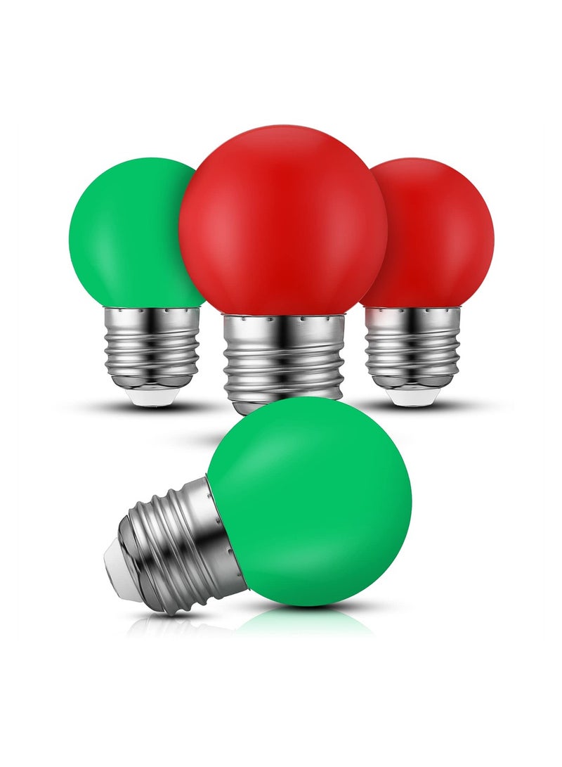 Excefore LED Colored Light Bulbs, 4 Pieces G14/ G45 Light Bulbs, 1W 220V E26/ E27 Base Small Night Light, Red Green Light Bulbs for Bedroom String Lights Kitchen Window Candle Porch Table Lamp - Image 1