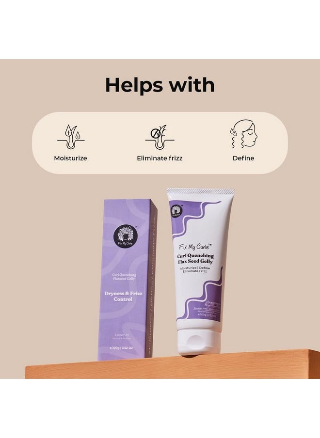 Fix My Curls - Curl Quenching Flaxseed Gelly | With Aloe Vera, Chia & Flax Seeds | For Curly, Wavy & Frizzy Hair | Silicone Free Curl Definition With Strong Hold Curl Defining Gel | Vegan | 100Gm - Image 1