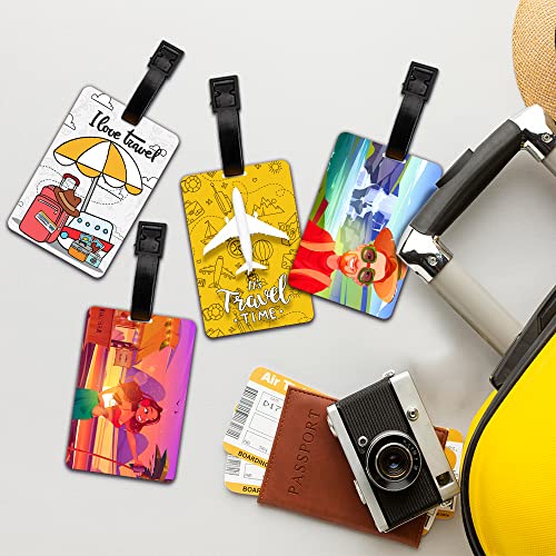 Ultra ERRECOM 3D ID Label Tags for Luggage Suitcase & School Bags Set of 4 Labels - I Love Travel + Travel Time + Selfies Lady + Men - Image 3