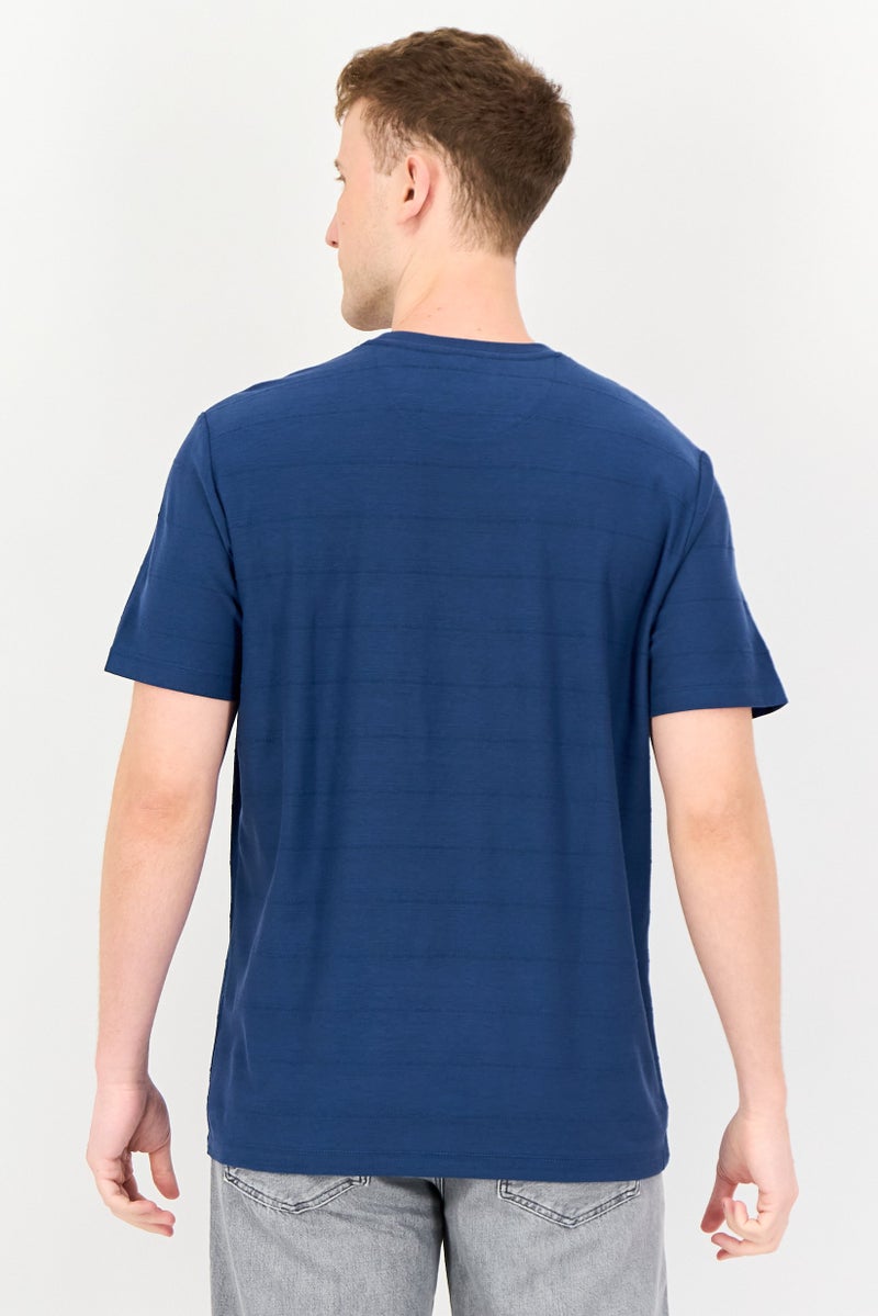 Chaps Men Crew Neck Embroidered Logo Short Sleeve T-Shirt, Slate Blue - Image 3