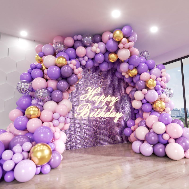 ADOINBY Pink and Purple Balloon Arch Kit 140Pcs Lavender Metallic Purple Macaron Light Pink with Gold Balloon Garland Kit for Wedding Engagements Birthday Baby Shower Anniversary Party Decoration - Image 3