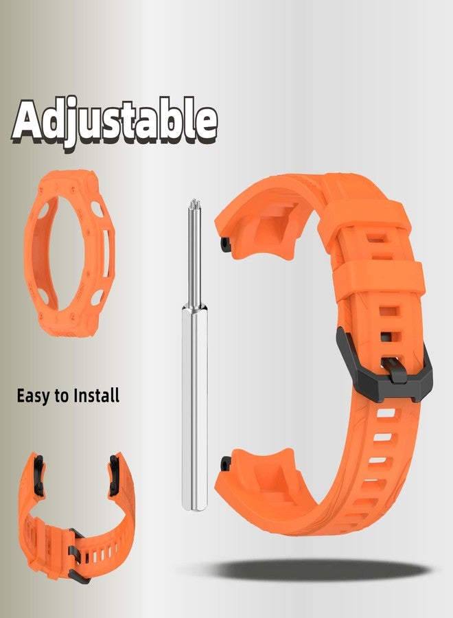 سوار سيليكون QHBAMD مع غطاء متوافق مع ساعة Amazfit T-REX3، غطاء حزام ناعم يسمح بمرور الهواء، للرجال والنساء (برتقالي) - Image 5