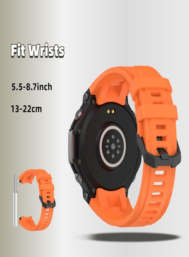 سوار سيليكون QHBAMD مع غطاء متوافق مع ساعة Amazfit T-REX3، غطاء حزام ناعم يسمح بمرور الهواء، للرجال والنساء (برتقالي) - Image 4