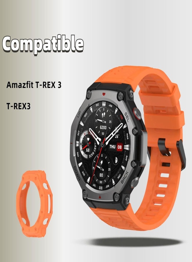 سوار سيليكون QHBAMD مع غطاء متوافق مع ساعة Amazfit T-REX3، غطاء حزام ناعم يسمح بمرور الهواء، للرجال والنساء (برتقالي) - Image 2