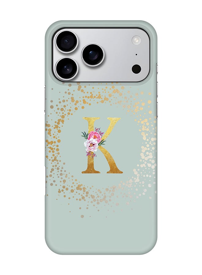 Stylizedd For iPhone 17 Pro Max,Case, [Compatible with MagSafe] Magnetic cover Slim fit Protection Matte, - Custom Monogram Floral - K  (Light Grey )
