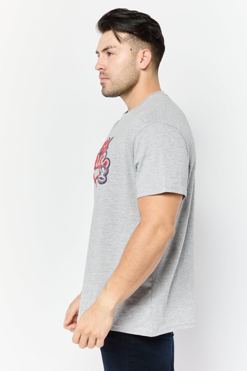 Paul Frank Men Crew Neck Short Sleeves Graphic Print T-Shirt, Grey - Image 4