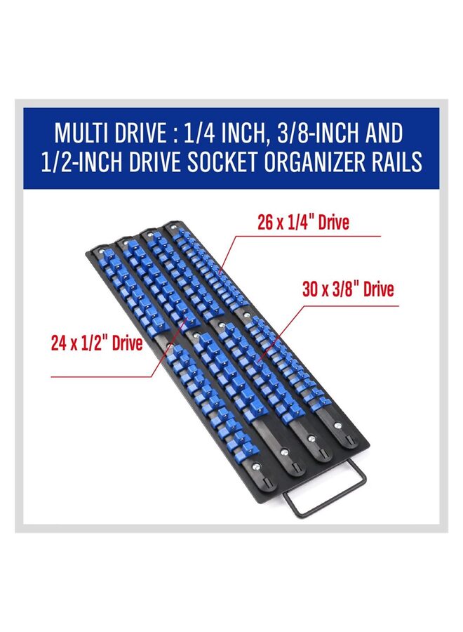 80-Piece Portable Socket Organizer Tray, 1/4-Inch, 3/8-Inch, 1/2-Inch Tool Trays, Heavy Duty Socket Organizers Rack (Color : Red) - Image 1