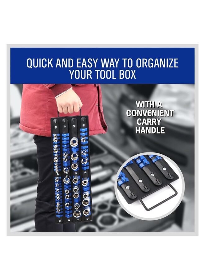 80-Piece Portable Socket Organizer Tray, 1/4-Inch, 3/8-Inch, 1/2-Inch Tool Trays, Heavy Duty Socket Organizers Rack (Color : Red) - Image 4