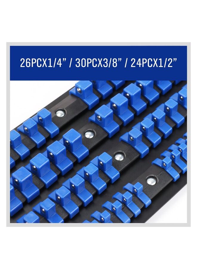 80-Piece Portable Socket Organizer Tray, 1/4-Inch, 3/8-Inch, 1/2-Inch Tool Trays, Heavy Duty Socket Organizers Rack (Color : Red) - Image 3