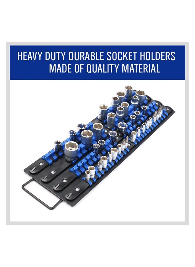 80-Piece Portable Socket Organizer Tray, 1/4-Inch, 3/8-Inch, 1/2-Inch Tool Trays, Heavy Duty Socket Organizers Rack (Color : Red) - Image 5