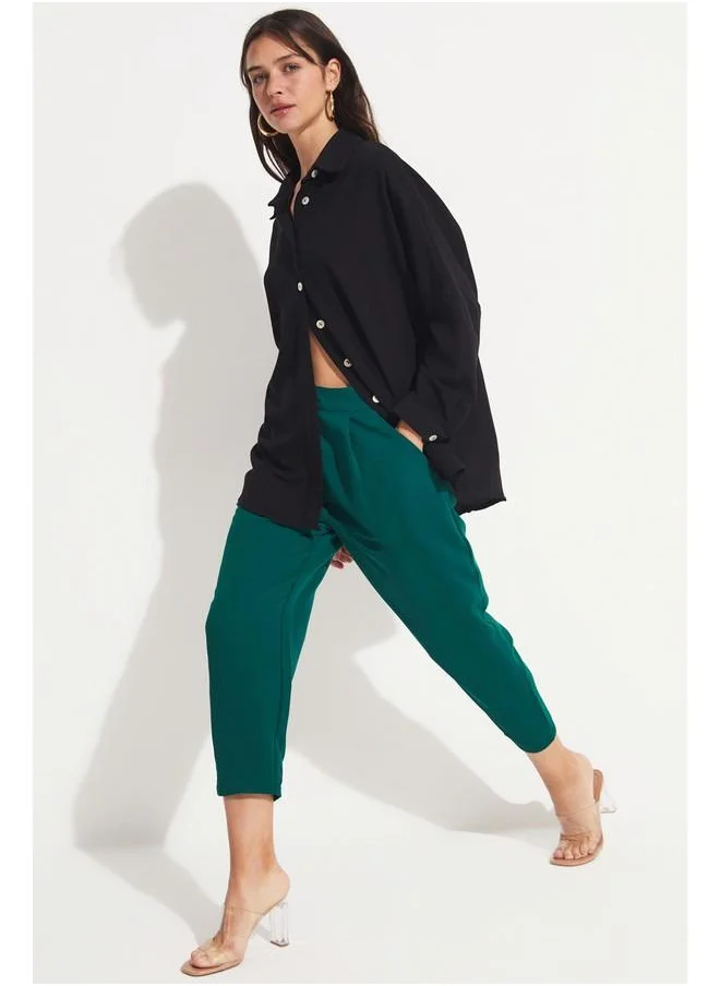 جون June Pleated Detailed Trouser Emerald