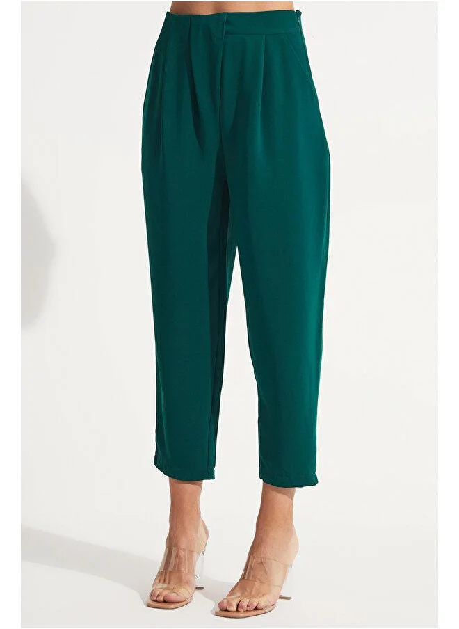 JUNE June Pleated Detailed Trouser Emerald