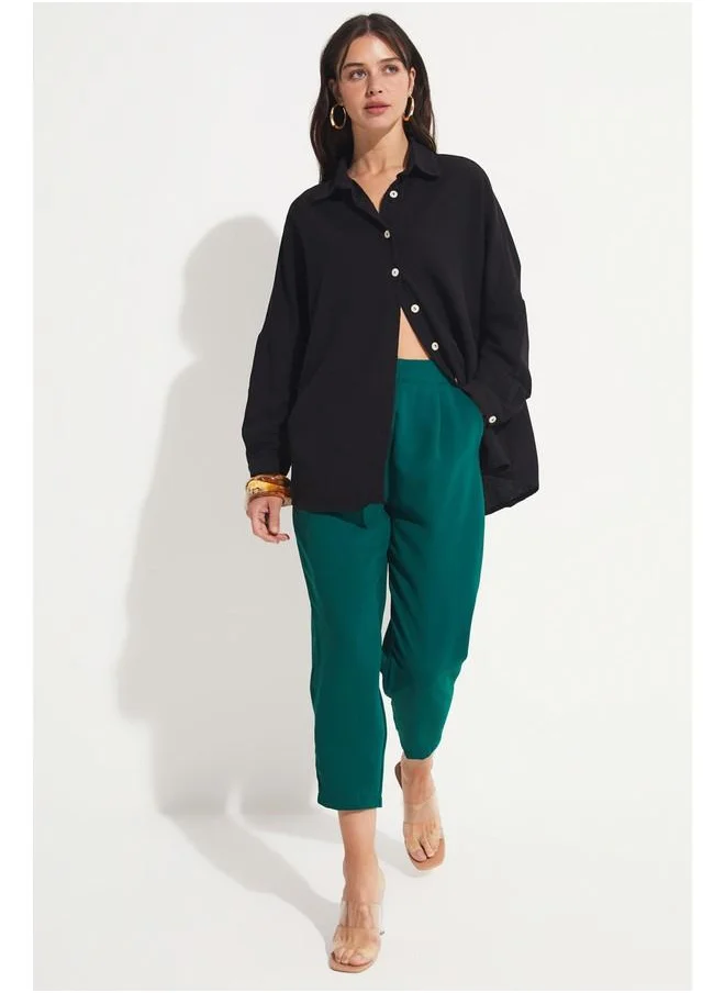 JUNE June Pleated Detailed Trouser Emerald