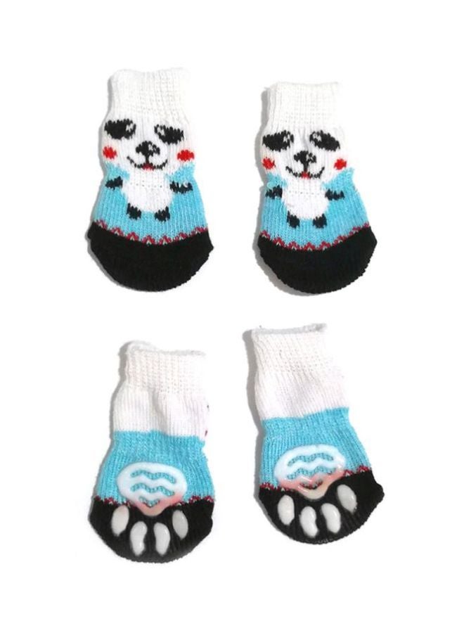 4-Piece Cute Pattern Pure Cotton Socks For Pets Blue/White 6.5cm - Image 2