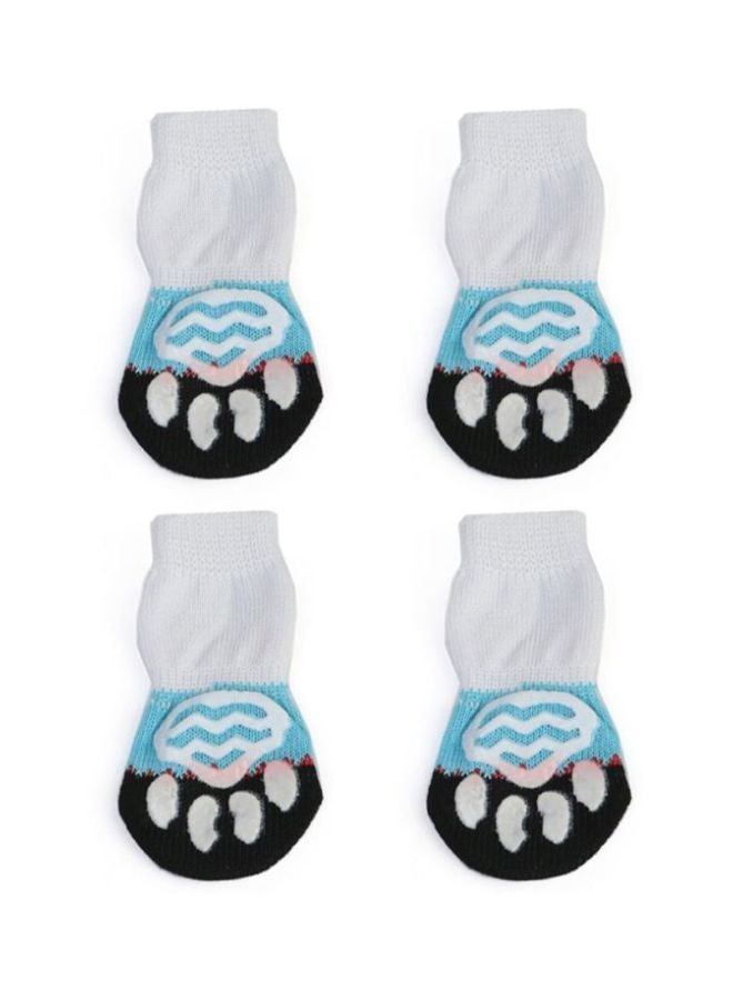 4-Piece Cute Pattern Pure Cotton Socks For Pets Blue/White 6.5cm - Image 1