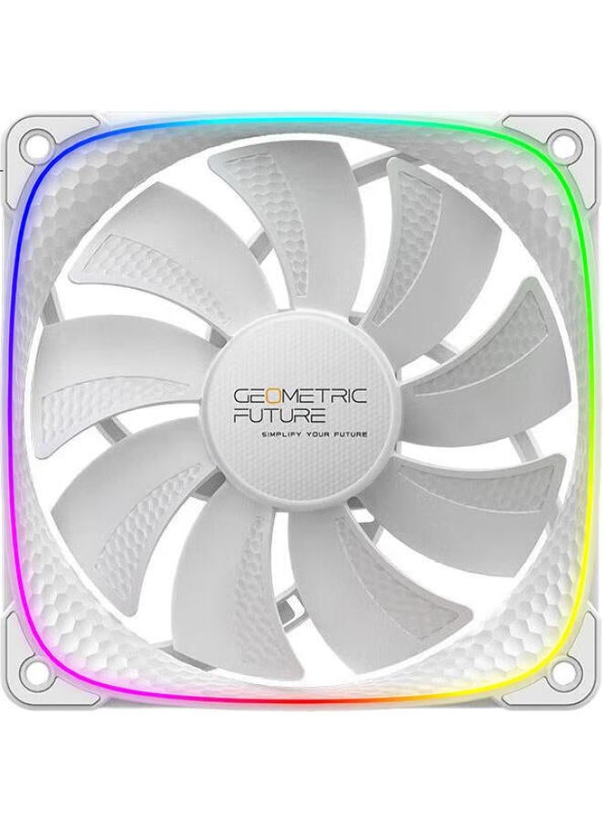 Geometricfuture Case Cooling Fan Dragon Scale 2503R, Case Fan With Synchronized Light/Pwm Speed Control, White, Reverse Fan, Single Pack - Image 1