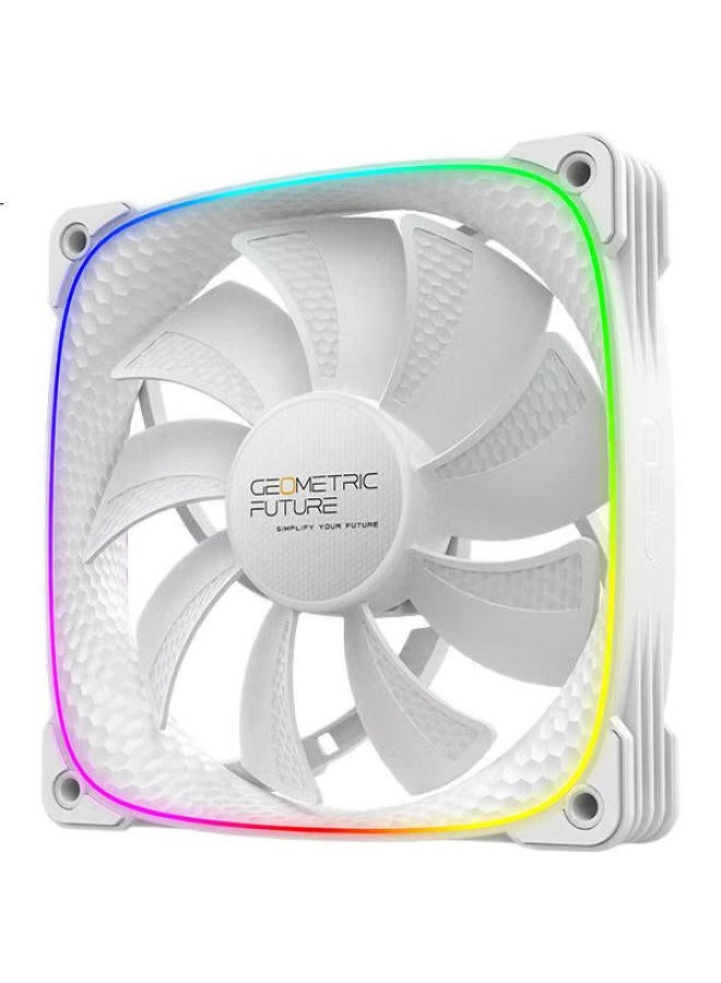 Geometricfuture Case Cooling Fan Dragon Scale 2503R, Case Fan With Synchronized Light/Pwm Speed Control, White, Reverse Fan, Single Pack - Image 3