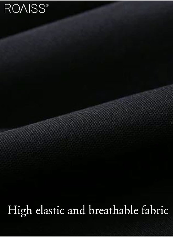 roaiss - Womens Cotton Linen Palazzo Pants Elastic Waist Casual Wide Leg Trousers With Pockets - Image 1
