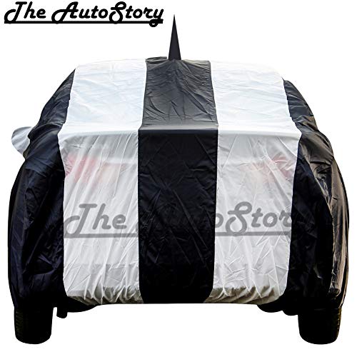 The Autostory 190 Taffeta Water Resistant Car Body Cover Compatible with Hyundai Elite I20 with Mirror & Antenna Pockets (White/Navy Blue) - Image 2