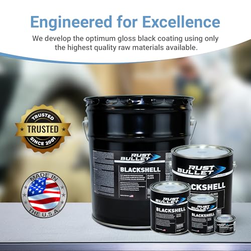 RUST BULLET طلاء رست بوليت بلاك شيل - أسود لامع - 4 أونصات - طلاء وقائي ضد التآكل، مقاوم للأشعة فوق البنفسجية، طلاء مضاد للصدأ، حماية معدنية طويلة الأمد - Image 5