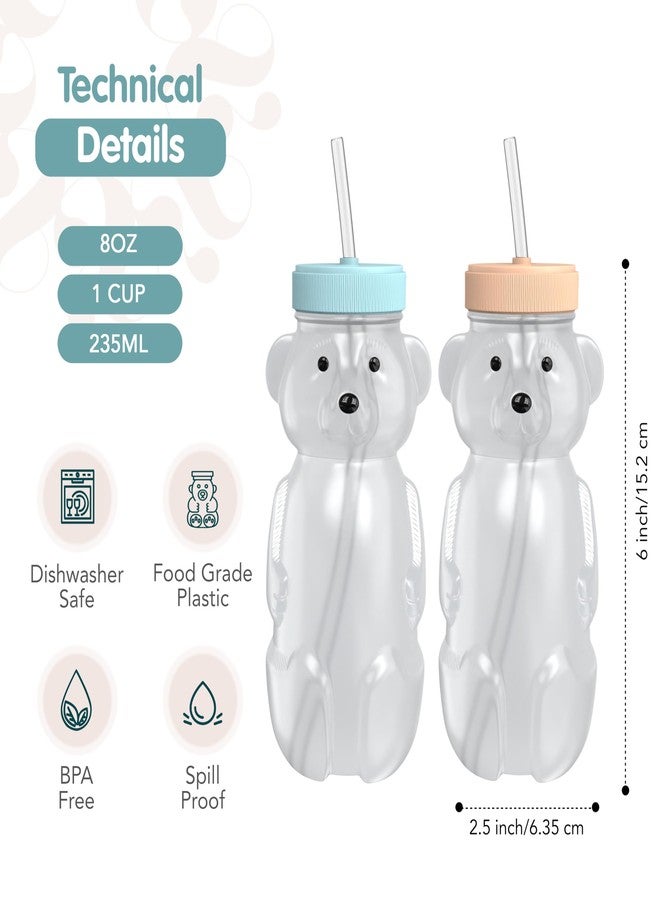 The 730 Project Honey Bear Straw Cup for Babies, 2-Pack Honey Bear Bottle with Travel Lid, Therapy Learning Honeybear Straw Cup, Baby Bottle Set, 8 oz, Creamsicle & Blizzard - Image 4