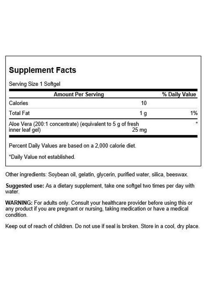 Swanson Aloe Vera 25 Milligrams 100 Sgels - Image 2