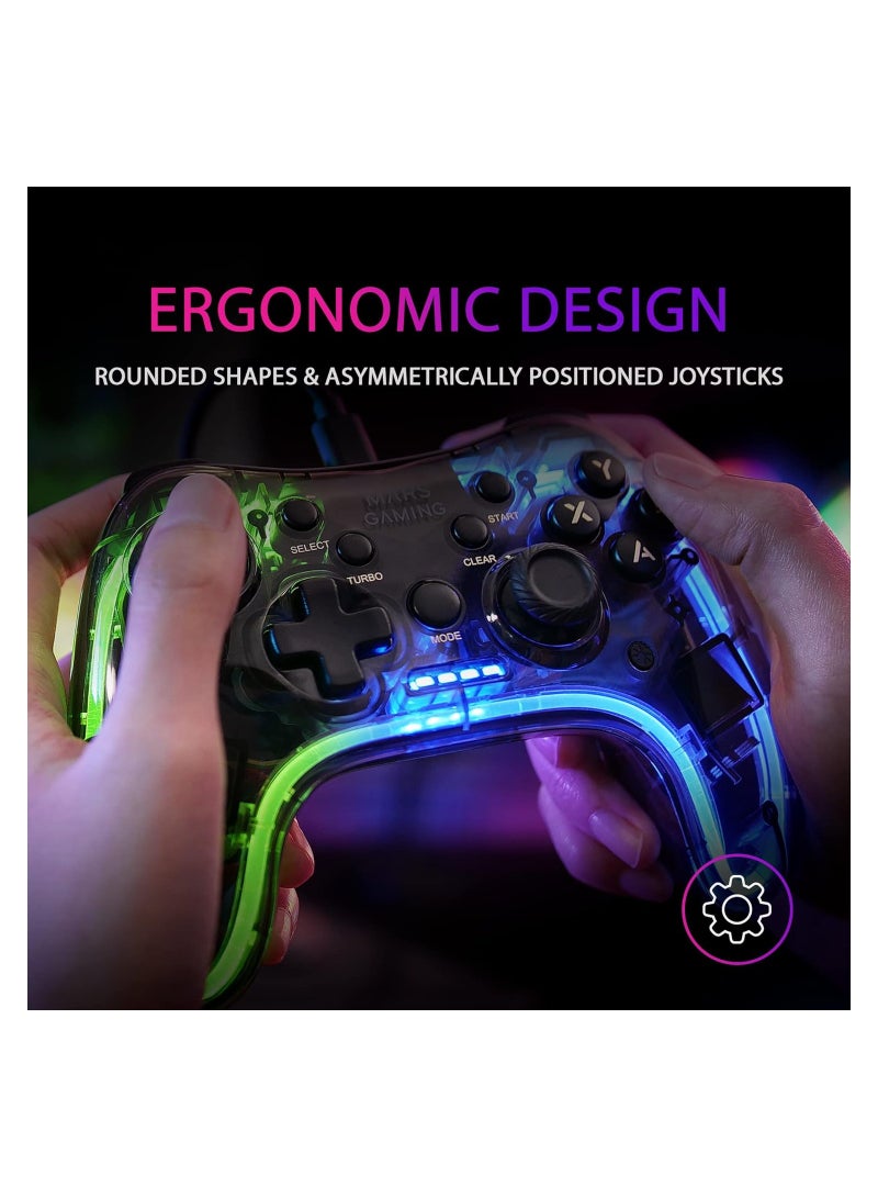 ELTRAZONE MGP-C Professional Neon RGB Gamepad, Dual Handheld Vibration, Analogue Joysticks, Controller for PC, SWITCH, PS3, Raspberry Pi, Mac, Android - Image 4