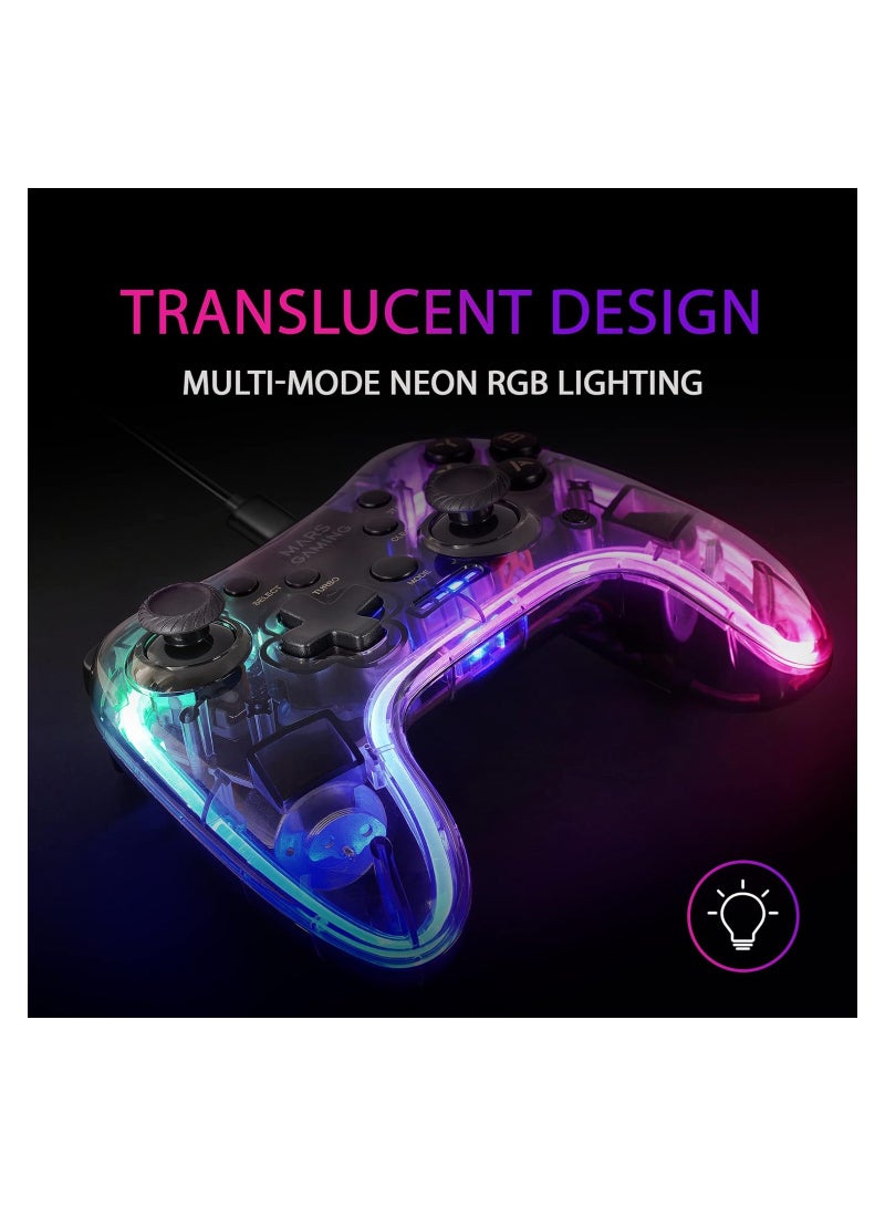 ELTRAZONE MGP-C Professional Neon RGB Gamepad, Dual Handheld Vibration, Analogue Joysticks, Controller for PC, SWITCH, PS3, Raspberry Pi, Mac, Android - Image 2