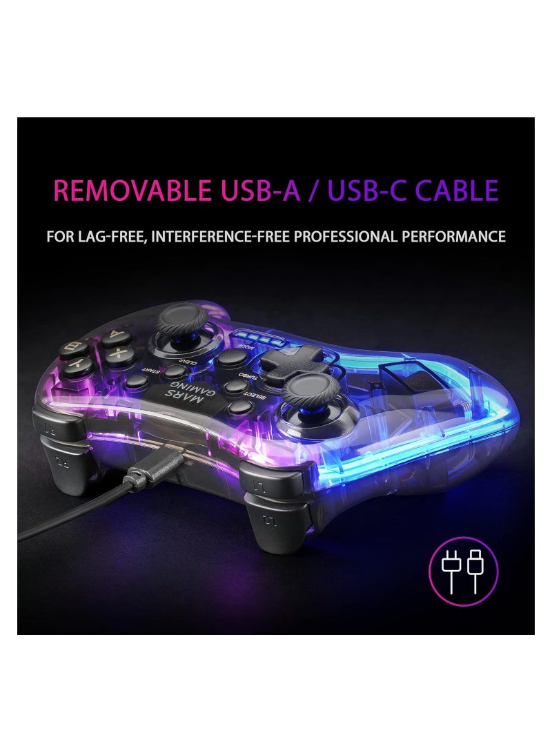 ELTRAZONE MGP-C Professional Neon RGB Gamepad, Dual Handheld Vibration, Analogue Joysticks, Controller for PC, SWITCH, PS3, Raspberry Pi, Mac, Android - Image 5