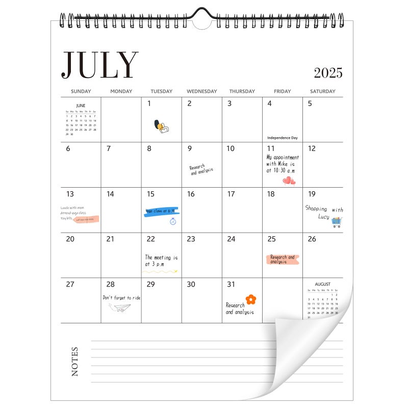 Thboxes Wall Calendar 2025-2026, 18 Month Calendar from July 2025 to December 2026 14.5" x 11.8" Large Desk Calendar with Twin-Wire Binding for Home Office Planning Personal Organisers, Simple Style - Image 1