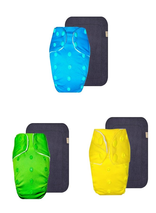 حفاضات قماشية فاخرة من دمبلدو مع حشوة رمادية (عبوة من 3 قطع) | مضادة للحساسية | تسمح بمرور الهواء | سريعة الجفاف | ضرورية للاستخدام اليومي | من 3 أشهر إلى 3 سنوات | مناسبة للجنسين