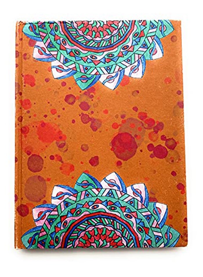 A5 Handmade Mandala Notebook 200 Lined Pages Rust - Image 1