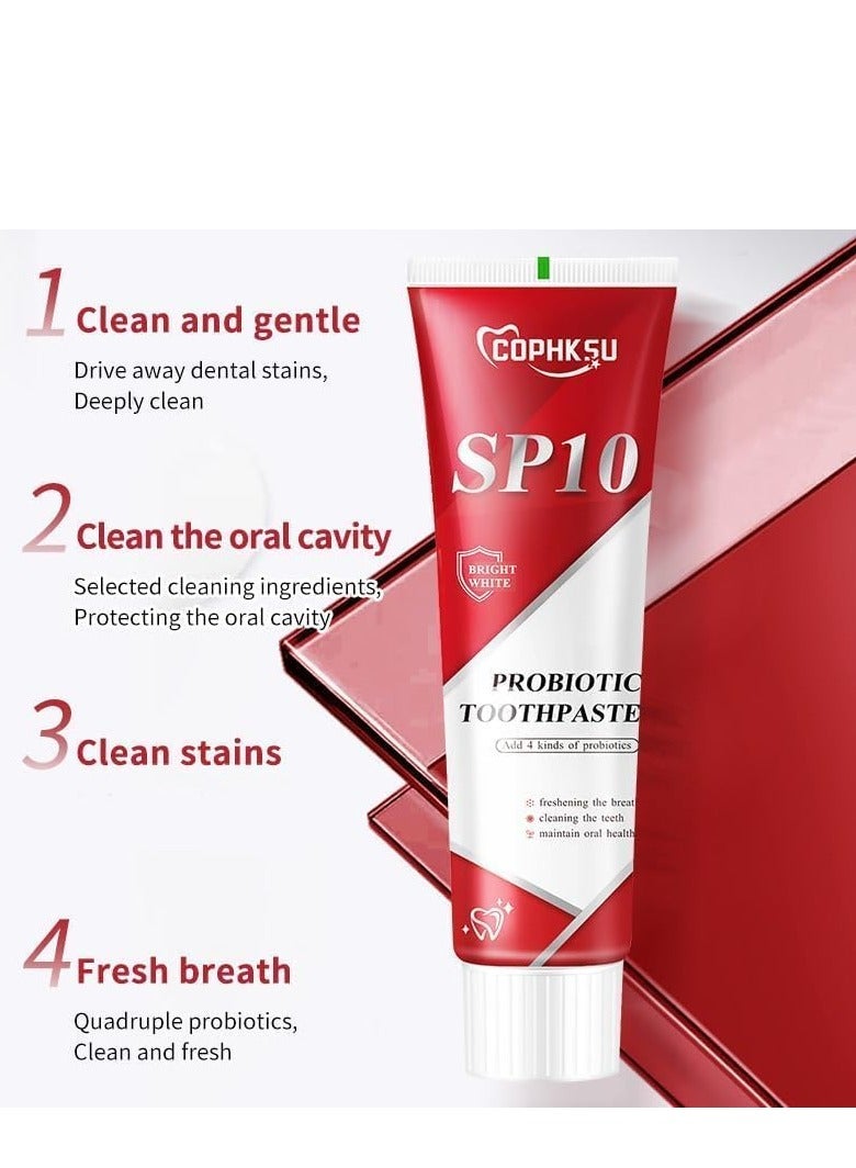 Sp10 Probiotic Toothpaste, Sp 10 Probiotic Whitening Toothpaste, Probiotic Stain Removal Whitening Toothpaste, Super Whitening Toothpaste, Fresh Breath Stain Removal, Deep Cleaning Care 1PCS (120g) - Image 2