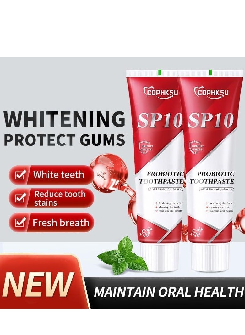 Sp10 Probiotic Toothpaste, Sp 10 Probiotic Whitening Toothpaste, Probiotic Stain Removal Whitening Toothpaste, Super Whitening Toothpaste, Fresh Breath Stain Removal, Deep Cleaning Care 1PCS (120g) - Image 3