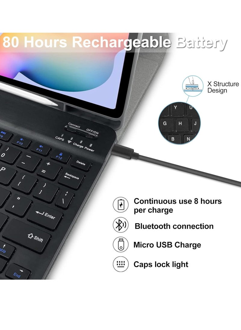 Raxoom Keyboard Case for Samsung Galaxy Tab S6 Lite 10.4'' (SM-P610/P615/P613/P619, 2020/2022) | Business Leather Folio Cover with Detachable Magnetic Bluetooth Keyboard & S-Pen Holder (Black) - Image 2