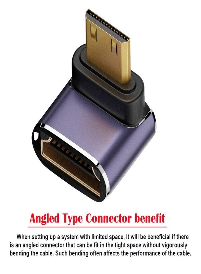 تشينيانغ محول تشن يانغ CY Mini HDMI 2.1، محول تمديد UHD بزاوية 90 درجة من Mini HDMI ذكر إلى HDMI أنثى - Image 4
