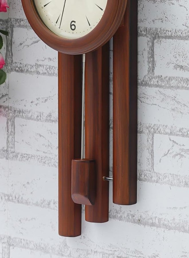 CHRONIKLE Decorative Vertical Wooden Case Analog Pendulum Wall Clock for Living Room Home Decorations Office Gifts (Size: 19 x 8.5 x 57.5 CM | Weight: 1190 Gram | Color: Brown) - Image 3
